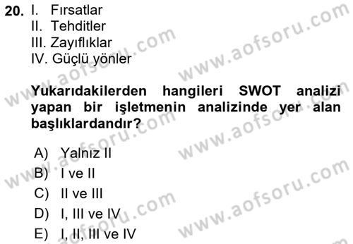 Spor Pazarlaması Dersi 2018 - 2019 Yılı 3 Ders Sınav Soruları 20. Soru