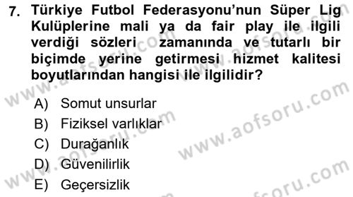Spor Pazarlaması Dersi 2018 - 2019 Yılı 3 Ders Sınav Soruları 7. Soru