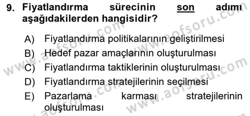 Spor Pazarlaması Dersi 2018 - 2019 Yılı 3 Ders Sınav Soruları 9. Soru