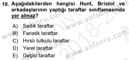 Spor Pazarlaması Dersi 2018 - 2019 Yılı (Vize) Ara Sınav Soruları 10. Soru