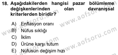 Spor Pazarlaması Dersi 2018 - 2019 Yılı (Final) Dönem Sonu Sınav Soruları 18. Soru