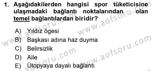 Spor Pazarlaması Dersi 2018 - 2019 Yılı Yaz Okulu Sınav Soruları 1. Soru