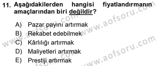 Spor Pazarlaması Dersi 2018 - 2019 Yılı Yaz Okulu Sınav Soruları 11. Soru
