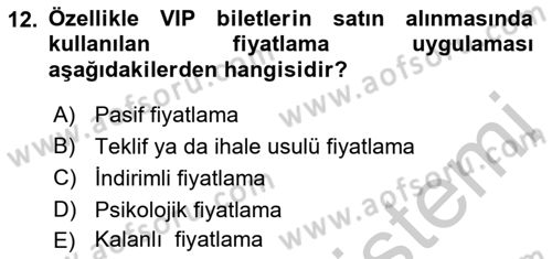 Spor Pazarlaması Dersi 2018 - 2019 Yılı Yaz Okulu Sınav Soruları 12. Soru