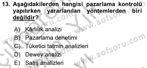 Spor Pazarlaması Dersi 2018 - 2019 Yılı Yaz Okulu Sınav Soruları 13. Soru