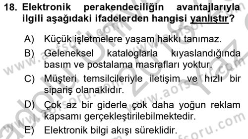 Spor Pazarlaması Dersi 2018 - 2019 Yılı Yaz Okulu Sınav Soruları 18. Soru