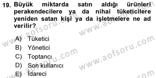 Spor Pazarlaması Dersi 2018 - 2019 Yılı Yaz Okulu Sınav Soruları 19. Soru