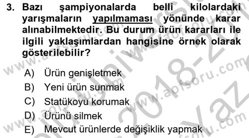 Spor Pazarlaması Dersi 2018 - 2019 Yılı Yaz Okulu Sınav Soruları 3. Soru