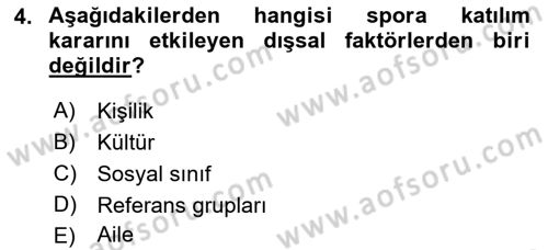 Spor Pazarlaması Dersi Ara Sınavı Deneme Sınav Soruları 4. Soru