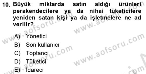 Spor Pazarlaması Dersi 2019 - 2020 Yılı (Final) Dönem Sonu Sınav Soruları 10. Soru