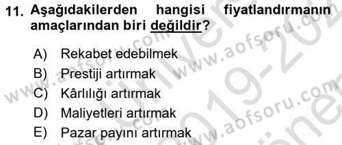 Spor Pazarlaması Dersi 2019 - 2020 Yılı (Final) Dönem Sonu Sınav Soruları 11. Soru