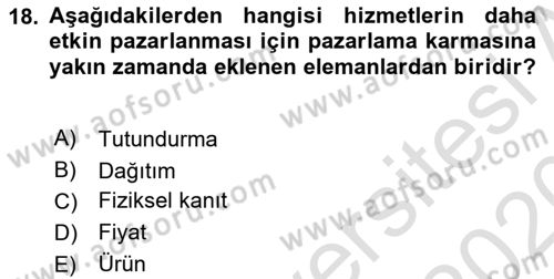Spor Pazarlaması Dersi 2019 - 2020 Yılı (Final) Dönem Sonu Sınav Soruları 18. Soru