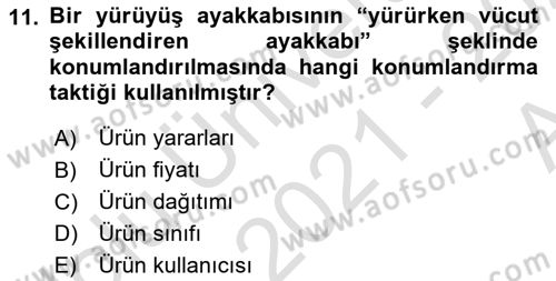 Spor Pazarlaması Dersi 2021 - 2022 Yılı (Vize) Ara Sınav Soruları 11. Soru