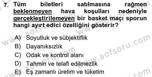 Spor Pazarlaması Dersi Ara Sınavı Deneme Sınav Soruları 7. Soru