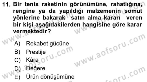 Spor Pazarlaması Dersi 2021 - 2022 Yılı (Final) Dönem Sonu Sınav Soruları 11. Soru