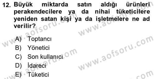 Spor Pazarlaması Dersi 2021 - 2022 Yılı (Final) Dönem Sonu Sınav Soruları 12. Soru