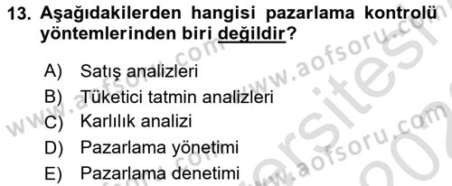Spor Pazarlaması Dersi 2021 - 2022 Yılı (Final) Dönem Sonu Sınav Soruları 13. Soru