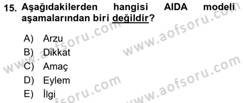 Spor Pazarlaması Dersi 2021 - 2022 Yılı (Final) Dönem Sonu Sınav Soruları 15. Soru