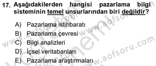 Spor Pazarlaması Dersi 2021 - 2022 Yılı (Final) Dönem Sonu Sınav Soruları 17. Soru