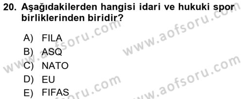 Spor Pazarlaması Dersi 2021 - 2022 Yılı (Final) Dönem Sonu Sınav Soruları 20. Soru