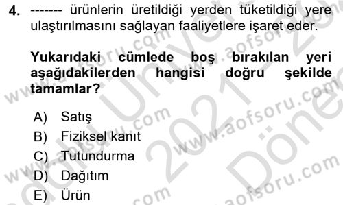 Spor Pazarlaması Dersi 2021 - 2022 Yılı (Final) Dönem Sonu Sınav Soruları 4. Soru