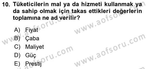Spor Pazarlaması Dersi 2021 - 2022 Yılı Yaz Okulu Sınav Soruları 10. Soru