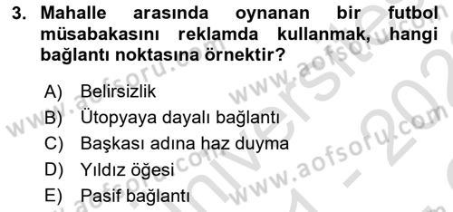 Spor Pazarlaması Dersi 2021 - 2022 Yılı Yaz Okulu Sınav Soruları 3. Soru