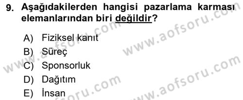Spor Pazarlaması Dersi 2021 - 2022 Yılı Yaz Okulu Sınav Soruları 9. Soru