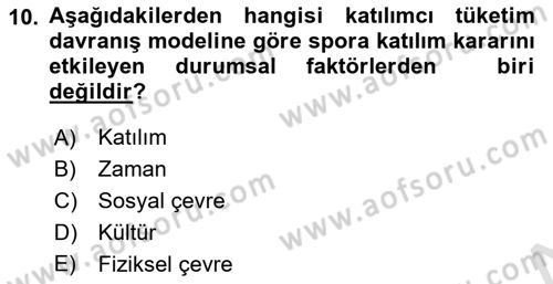 Spor Pazarlaması Dersi Ara Sınavı Deneme Sınav Soruları 10. Soru