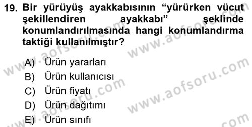 Spor Pazarlaması Dersi Ara Sınavı Deneme Sınav Soruları 19. Soru