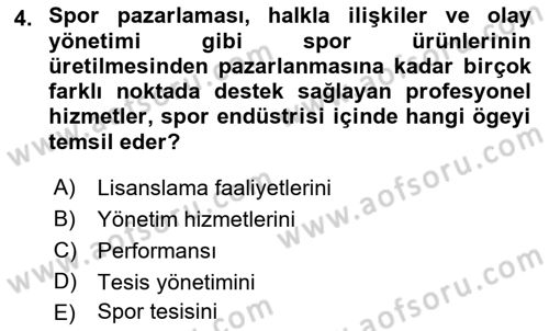 Spor Pazarlaması Dersi 2022 - 2023 Yılı (Vize) Ara Sınavı 4. Soru