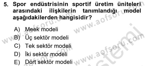 Spor Pazarlaması Dersi Ara Sınavı Deneme Sınav Soruları 5. Soru