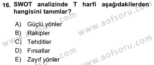 Spor Pazarlaması Dersi 2022 - 2023 Yılı (Final) Dönem Sonu Sınav Soruları 16. Soru