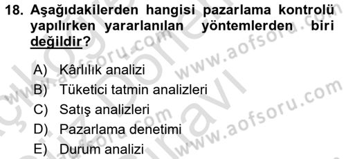 Spor Pazarlaması Dersi 2022 - 2023 Yılı (Final) Dönem Sonu Sınav Soruları 18. Soru