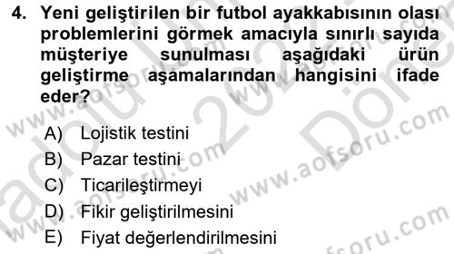 Spor Pazarlaması Dersi 2022 - 2023 Yılı (Final) Dönem Sonu Sınav Soruları 4. Soru