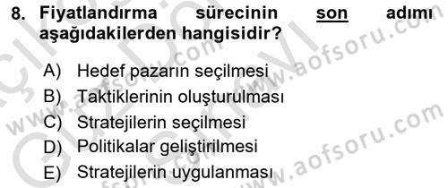 Spor Pazarlaması Dersi 2022 - 2023 Yılı (Final) Dönem Sonu Sınav Soruları 8. Soru