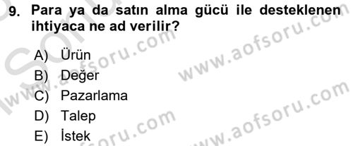 Spor Pazarlaması Dersi 2022 - 2023 Yılı (Final) Dönem Sonu Sınav Soruları 9. Soru