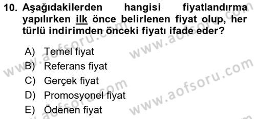 Spor Pazarlaması Dersi 2022 - 2023 Yılı Yaz Okulu Sınav Soruları 10. Soru