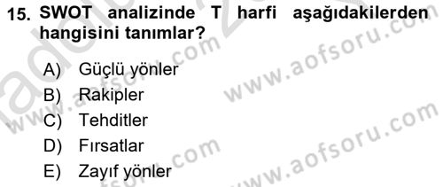 Spor Pazarlaması Dersi 2022 - 2023 Yılı Yaz Okulu Sınav Soruları 15. Soru