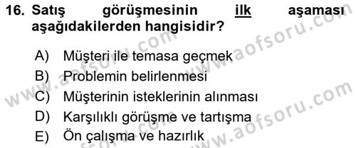 Spor Pazarlaması Dersi 2022 - 2023 Yılı Yaz Okulu Sınav Soruları 16. Soru