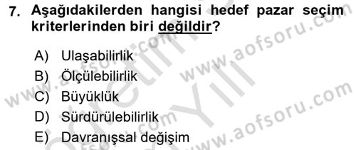 Spor Pazarlaması Dersi 2022 - 2023 Yılı Yaz Okulu Sınav Soruları 7. Soru