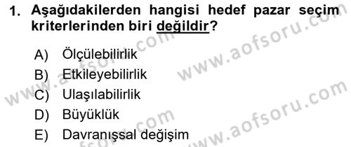 Spor Pazarlaması Dersi 2023 - 2024 Yılı (Vize) Ara Sınav Soruları 1. Soru