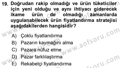 Spor Pazarlaması Dersi 2023 - 2024 Yılı (Vize) Ara Sınav Soruları 19. Soru