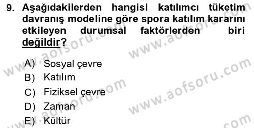 Spor Pazarlaması Dersi Ara Sınavı Deneme Sınav Soruları 9. Soru
