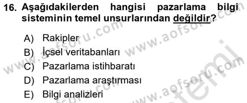 Spor Pazarlaması Dersi 2023 - 2024 Yılı (Final) Dönem Sonu Sınav Soruları 16. Soru