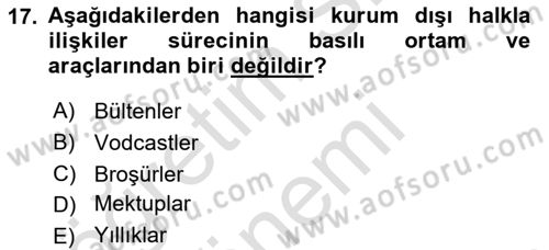 Spor Pazarlaması Dersi 2023 - 2024 Yılı (Final) Dönem Sonu Sınav Soruları 17. Soru