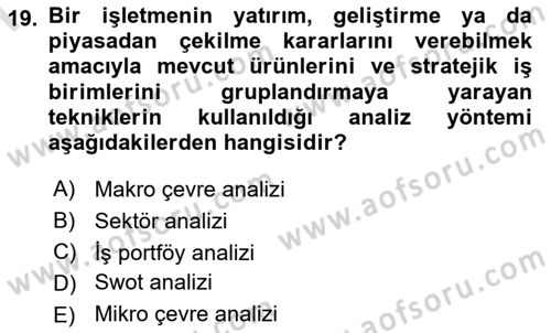 Spor Pazarlaması Dersi 2023 - 2024 Yılı (Final) Dönem Sonu Sınav Soruları 19. Soru