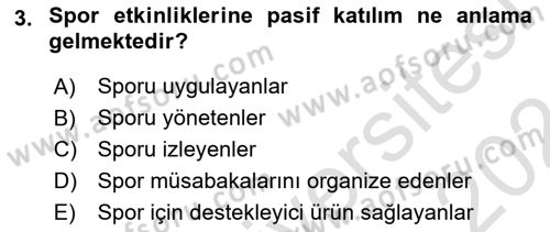 Spor Pazarlaması Dersi 2023 - 2024 Yılı (Final) Dönem Sonu Sınav Soruları 3. Soru