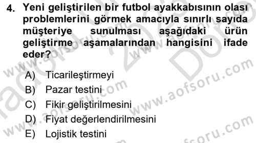 Spor Pazarlaması Dersi 2023 - 2024 Yılı (Final) Dönem Sonu Sınav Soruları 4. Soru