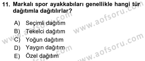 Spor Pazarlaması Dersi 2023 - 2024 Yılı Yaz Okulu Sınav Soruları 11. Soru